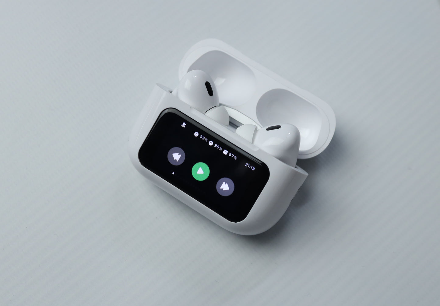 Premium Air pods Pro 2nd gen A9 with display wireless charging case white color